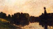 Charles-Francois Daubigny Daybreak, Oise Ile de Vaux oil on canvas